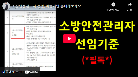 소방안전관리자 선임 기준