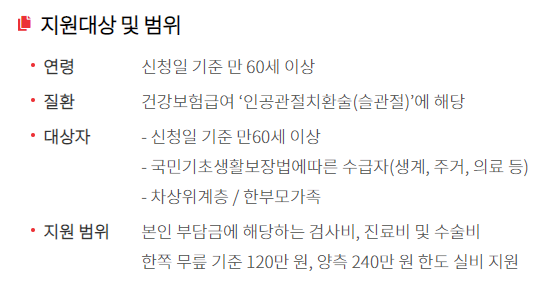 노인 무릎인공관절 수술 지원 대상