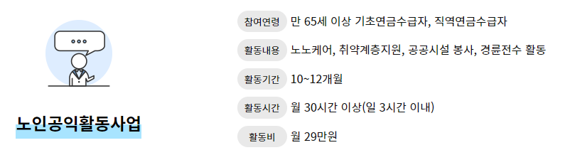 노인일자리 및 사회활동 지원 내용
