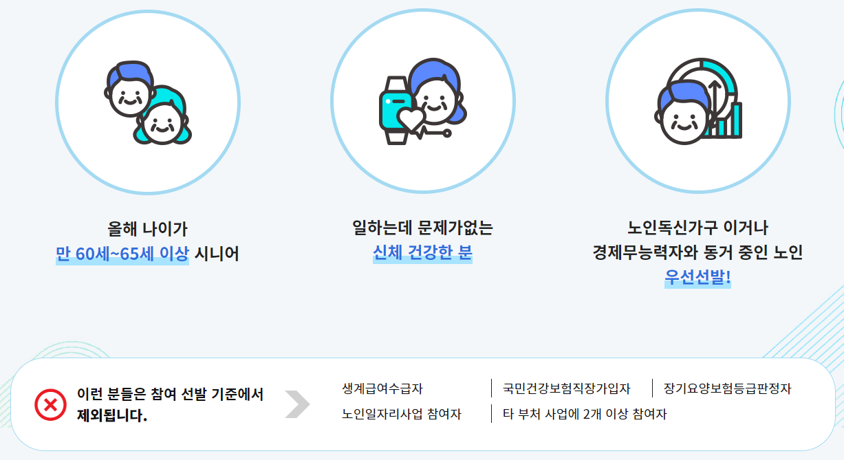 노인일자리 및 사회활동 지원 대상