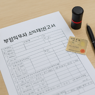 부양의무자 소득재산신고서 작성 예시
