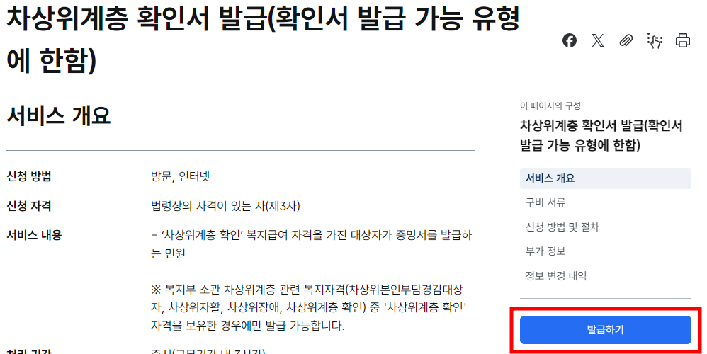 차상위계층 확인서 발급 방법