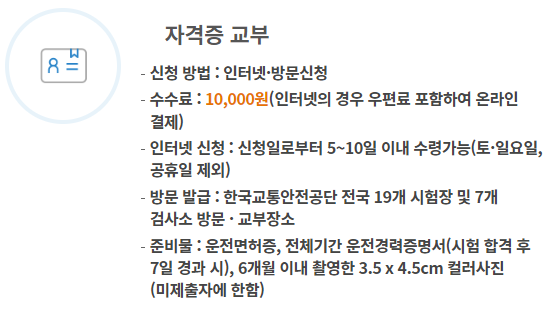화물운송종사자 자격증 발급 정보