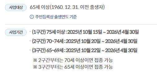 65세이상 독감 무료 접종 시기
