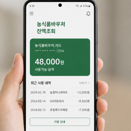 농식품바우처 카드 잔액조회 준비