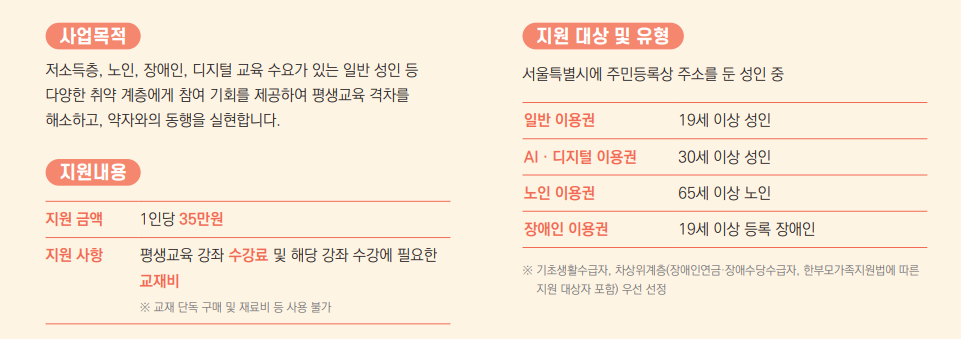 서울시 평생교육이용권 3차 누리집 홈페이지 온라인 신청하기 4 서울시 평생교육이용권 신청