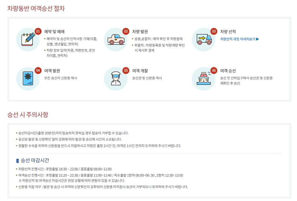포항 울릉도 배편 예매 방법 및 자동차 선적 요금 확인 5 포항 울릉도 배편 자동차 선적 시간
