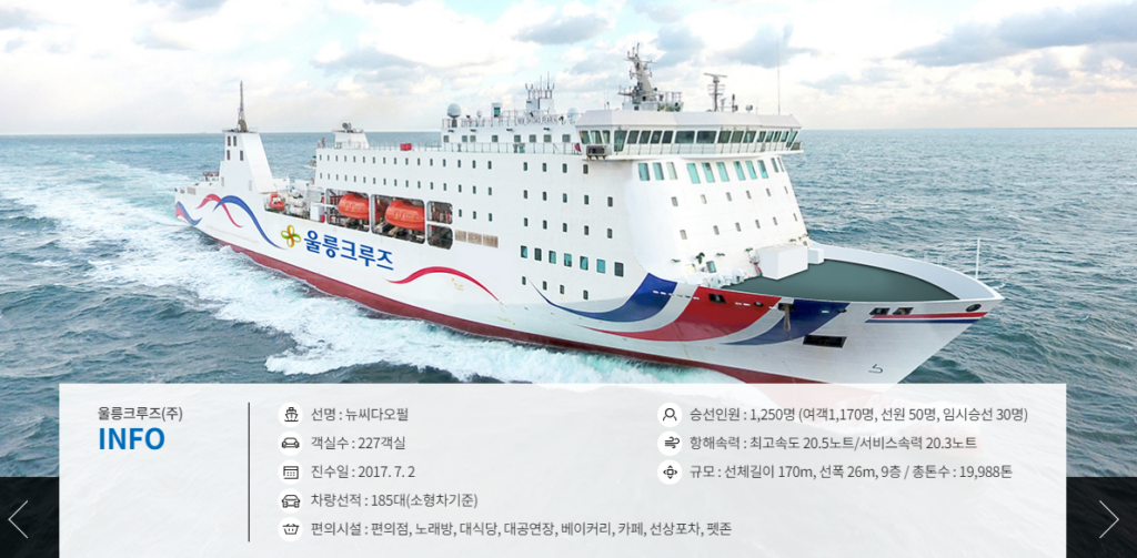 포항 울릉도 크루즈 배편 시간 및 가격표 예약 방법 2 포항 울릉도 크루즈 배편