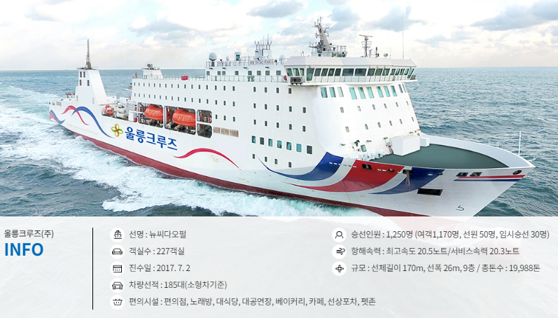 포항 울릉도 크루즈 2인실 4인실 객실 및 차량 선적 가격 확인하기 2 포항 울릉도 크루즈 정보